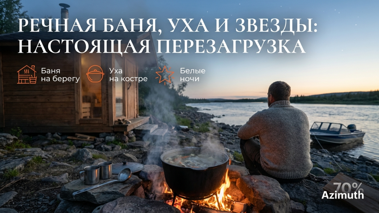 Баня на берегу реки, уха из семги и звёзды — вот настоящий отдых